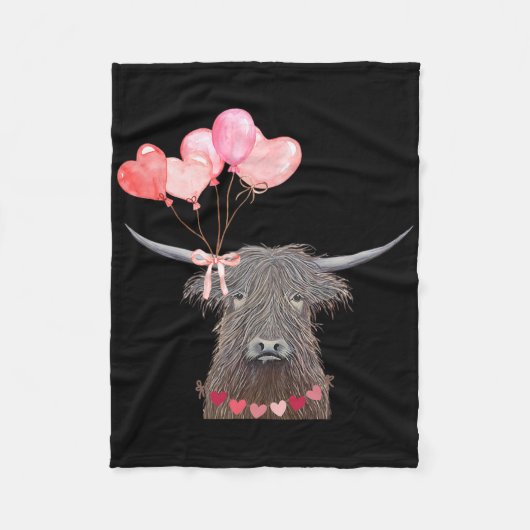 Couverture Polaire Conception de la Saint-Valentin de vache mignonne  (Devant)