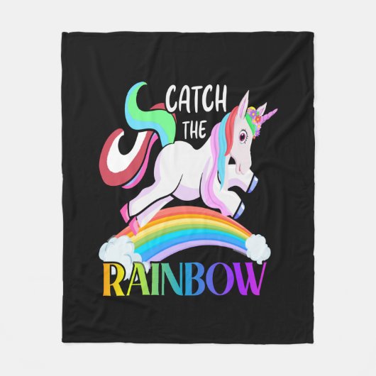 Couverture Polaire Conception de licorne arc-en-ciel Catch (Devant)