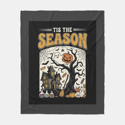 Couverture Polaire Conception de maison hantée Halloween c'est la sai (Devant)