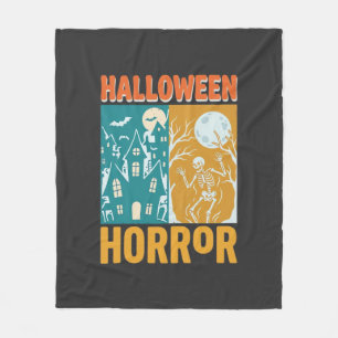 Couverture Polaire Conception de maison hantée Halloween Lune squelet