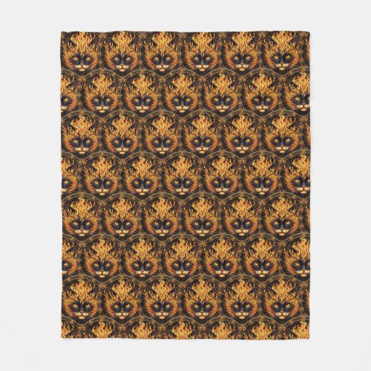 Couverture Polaire Conception de Mandala de chat de feu mystique (Devant)