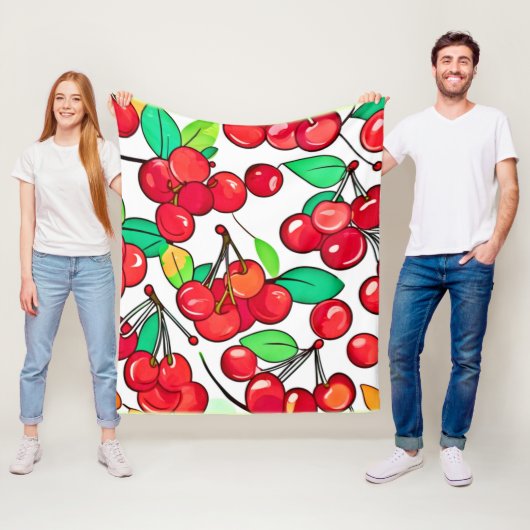 Couverture Polaire Conception de motif cerise (En situation)