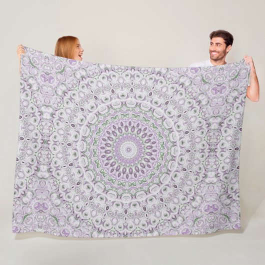 Couverture Polaire Conception de motif de mandala lavande et vert (En situation)