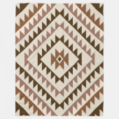 Couverture Polaire Conception de motif diamant aztéque Brun+Crème (Devant)