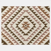 Couverture Polaire Conception de motif diamant aztéque Brun+Crème (Devant (Horizontal))