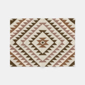 Couverture Polaire Conception de motif diamant aztèque Brun+Crème (Devant (Horizontal))