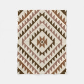 Couverture Polaire Conception de motif diamant aztèque Brun+Crème (Devant)