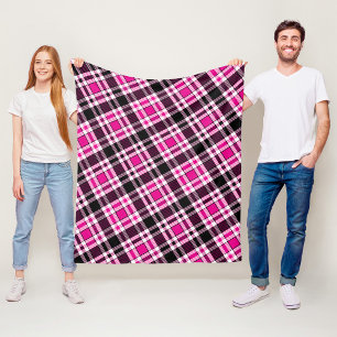 Couverture Polaire Conception de motif tartan en flanelle rose noir e