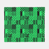 Couverture Polaire Conception de patchwork de motifs mixtes vert noir (Devant (Horizontal))