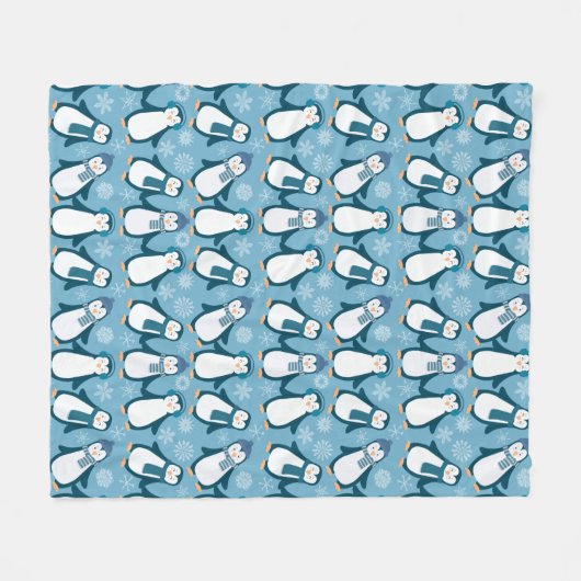 Couverture Polaire Conception de pingouins d'hiver (Devant (Horizontal))
