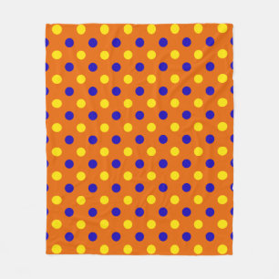 Couverture Polaire Conception de points polka bleus jaunes orange