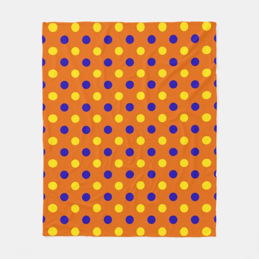 Couverture Polaire Conception de points polka bleus jaunes orange (Devant)
