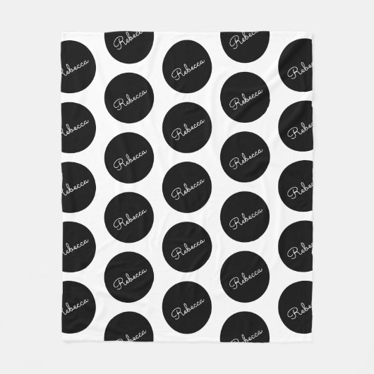 Couverture Polaire Conception de points Polka Noir & Blanc Rétro-Mode (Devant)