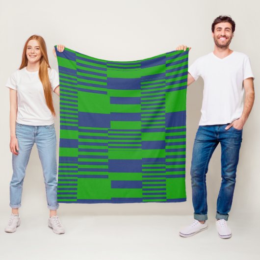 Couverture Polaire Conception de rayures patchwork bleu vert (En situation)