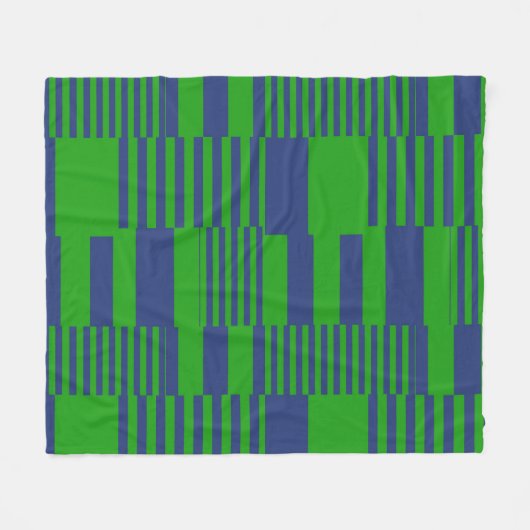 Couverture Polaire Conception de rayures patchwork bleu vert (Devant (Horizontal))