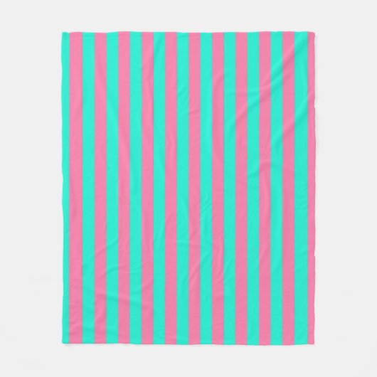 Couverture Polaire Conception de rayures vert menthe rose (Devant)