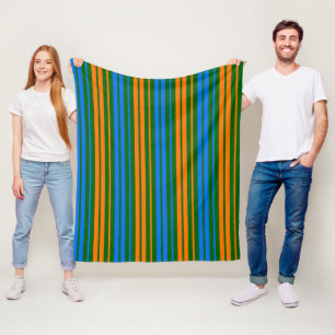 Couverture Polaire Conception de rayures verticales orange bleu vert