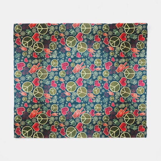 Couverture Polaire Conception de signe de pacifisme de hippie de (Devant (Horizontal))