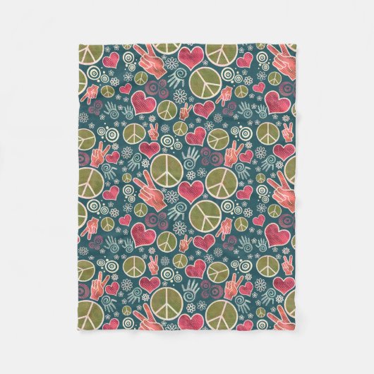 Couverture Polaire Conception de signe de pacifisme de hippie de (Devant)