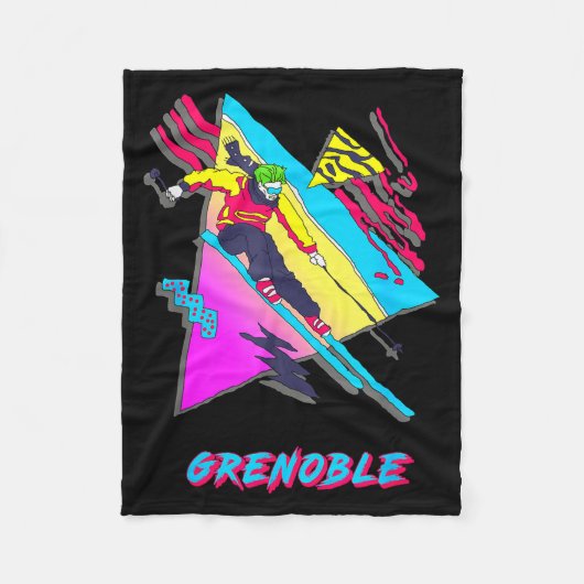 Couverture Polaire Conception de ski vibrant avec texte grenoble ski (Devant)