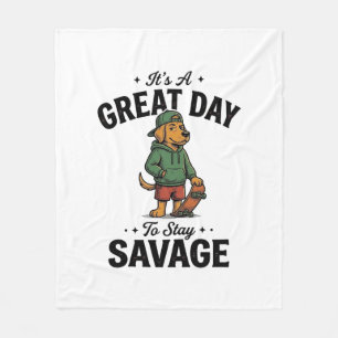 Couverture Polaire Conception de T-Shirt avec Gravure Vintage Savage