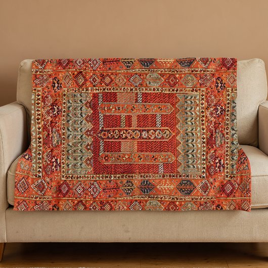 Couverture Polaire conception de tapis oriental en orange