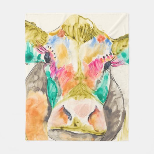 Couverture Polaire Conception de vache colorée (Devant)