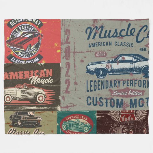 Couverture Polaire Conception de voiture Retro (Devant (Horizontal))