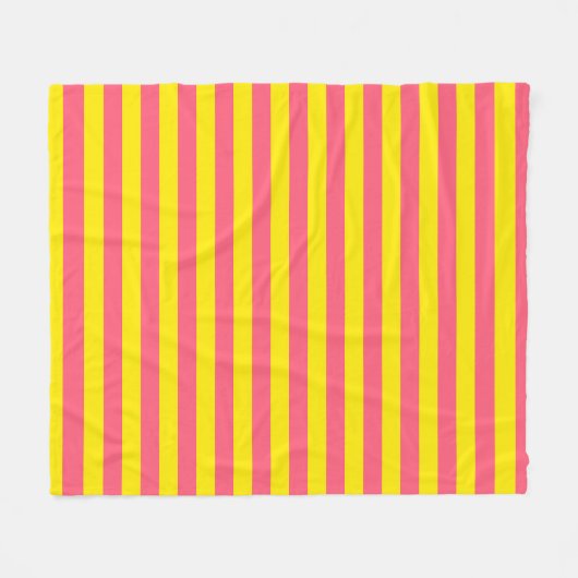 Couverture Polaire Conception des rayures rose et jaune (Devant (Horizontal))