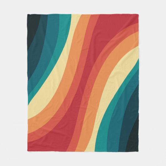 Couverture Polaire Conception d'ondes de style rétro multicolore (Devant)
