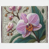 Couverture Polaire Conception d'orchidée violette dorée (Devant (Horizontal))
