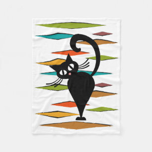 Couverture Polaire Conception du chat noir du milieu du siècle