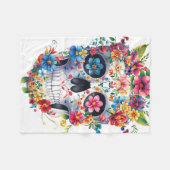 Couverture Polaire Conception du crâne floral (Devant (Horizontal))
