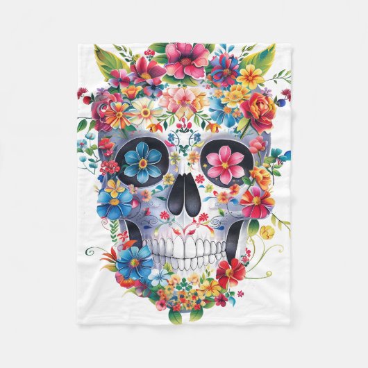 Couverture Polaire Conception du crâne floral (Devant)