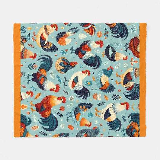 Couverture Polaire Conception du poulet et du coq (Devant (Horizontal))
