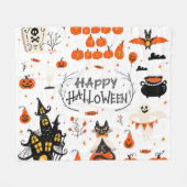 Couverture Polaire Conception d'un jeu Vintage d'éléments Halloween (Devant (Horizontal))