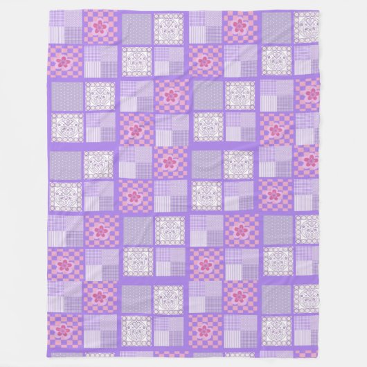 Couverture Polaire Conception en Patchwork rose et violet (Devant)