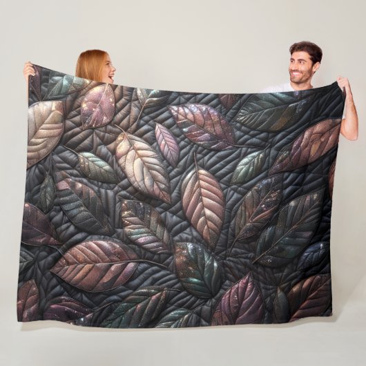 Couverture Polaire Conception Feuille Iridescente Quilée (En situation)