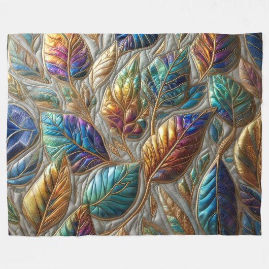 Couverture Polaire Conception Feuille Iridescente Quilée (Devant (Horizontal))