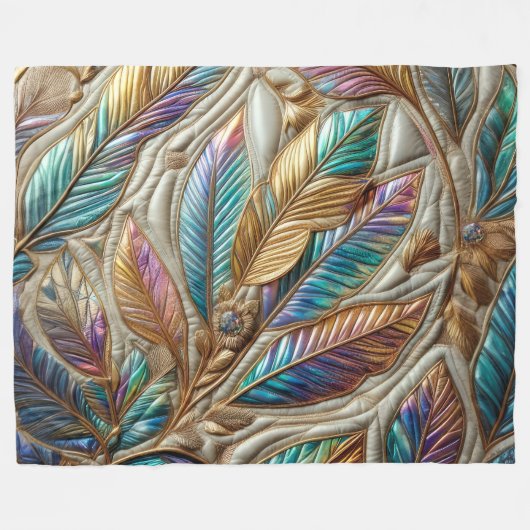 Couverture Polaire Conception Feuille Iridescente Quilée (Devant (Horizontal))