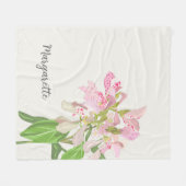 Couverture Polaire Conception florale d'orchidée rose – Art botanique (Devant (Horizontal))