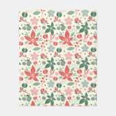 Couverture Polaire Conception florale lumineuse avec feuilles vertes (Devant)