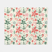 Couverture Polaire Conception florale lumineuse avec feuilles vertes (Devant (Horizontal))