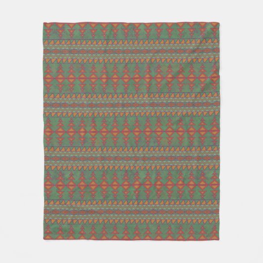 Couverture Polaire Conception géométrique verte Sagebrush Sud-Ouest (Devant)