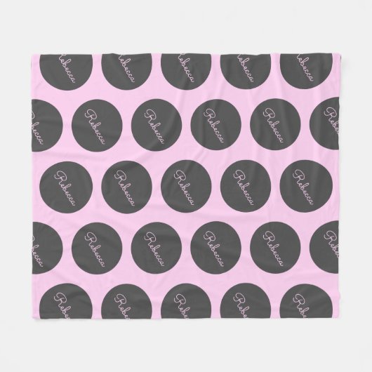 Couverture Polaire Conception moderne à points Polka rose et gris (Devant (Horizontal))