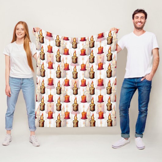 Couverture Polaire Conception Motif de bougies brûlantes