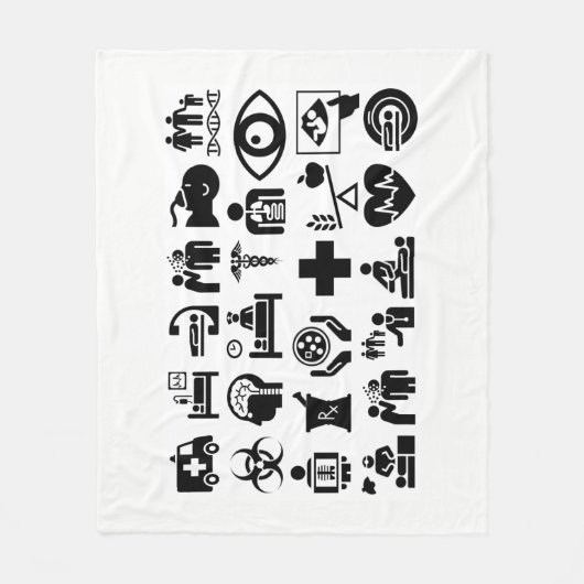 Couverture Polaire Conception noire et blanche audacieuse d'icônes (Devant)