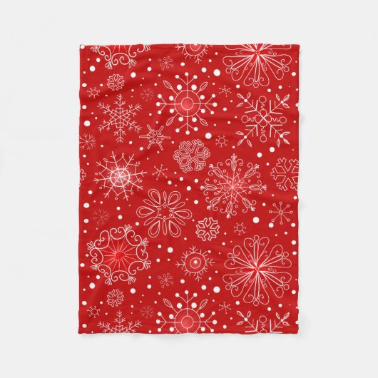 Couverture Polaire Conception rouge et blanche de Noël de flocon de (Devant)