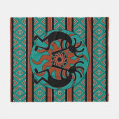 Couverture Polaire Conception Sud-Ouest Turquoise Tribal Sun Kokopell (Devant (Horizontal))