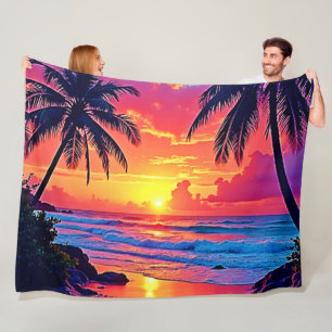 Couverture Polaire Conception Tropical Sunset Paradise